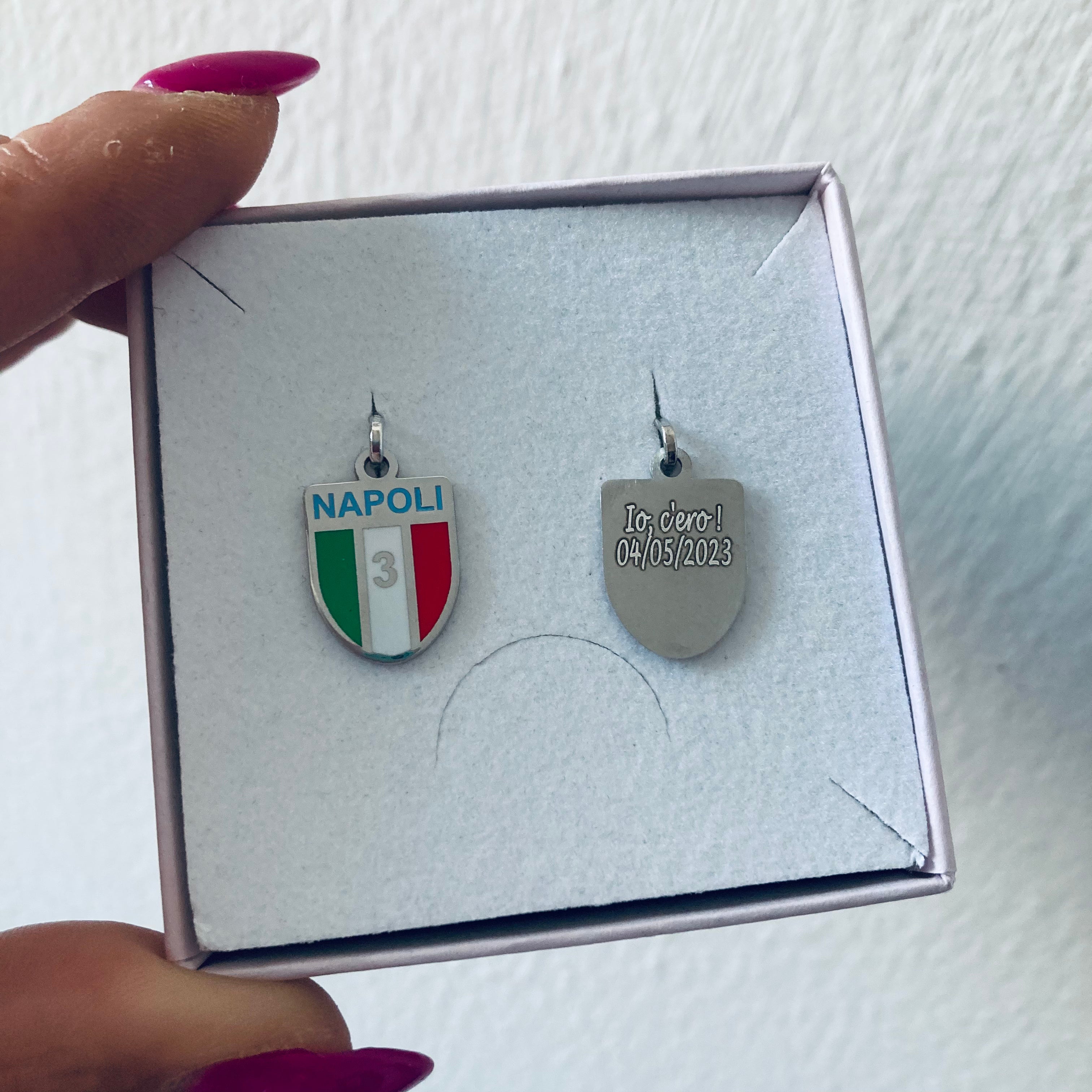 ciondolo scudetto napoli in argento 925 con incisione perdonalizzata: Io c'ero! 04/05/2023. RabiosaJewels 